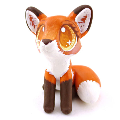 Amber-Eyed Red Fox Figurine - Polymer Clay Fall Animals