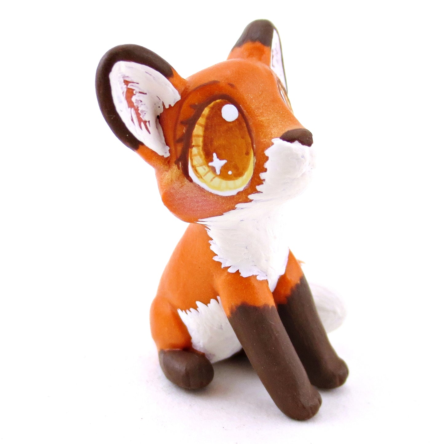 Amber-Eyed Red Fox Figurine - Polymer Clay Fall Animals