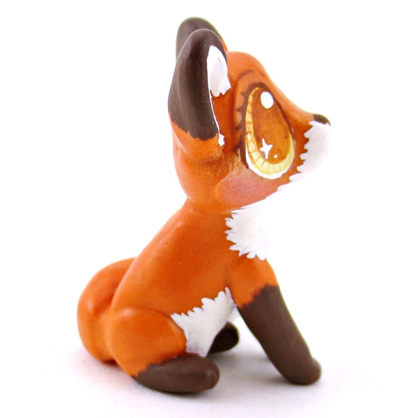 Amber-Eyed Red Fox Figurine - Polymer Clay Fall Animals