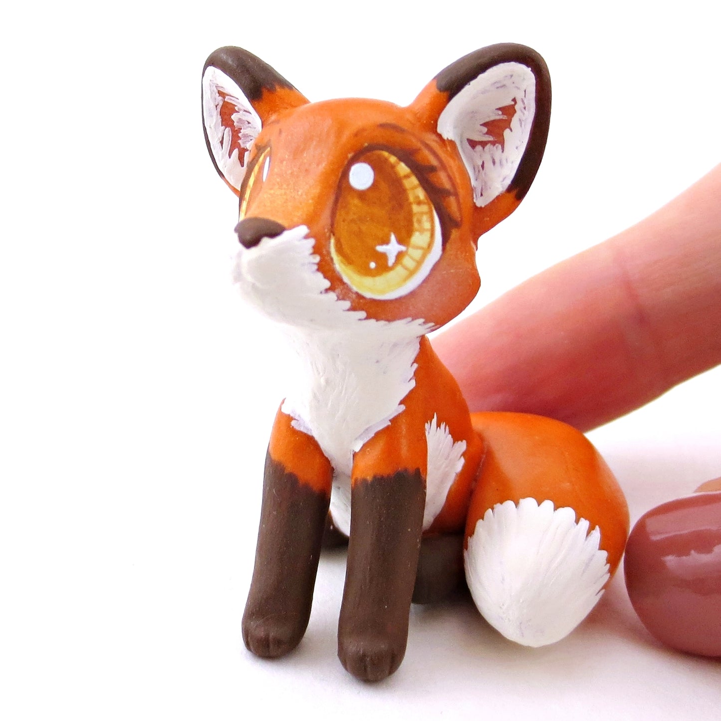 Amber-Eyed Red Fox Figurine - Polymer Clay Fall Animals