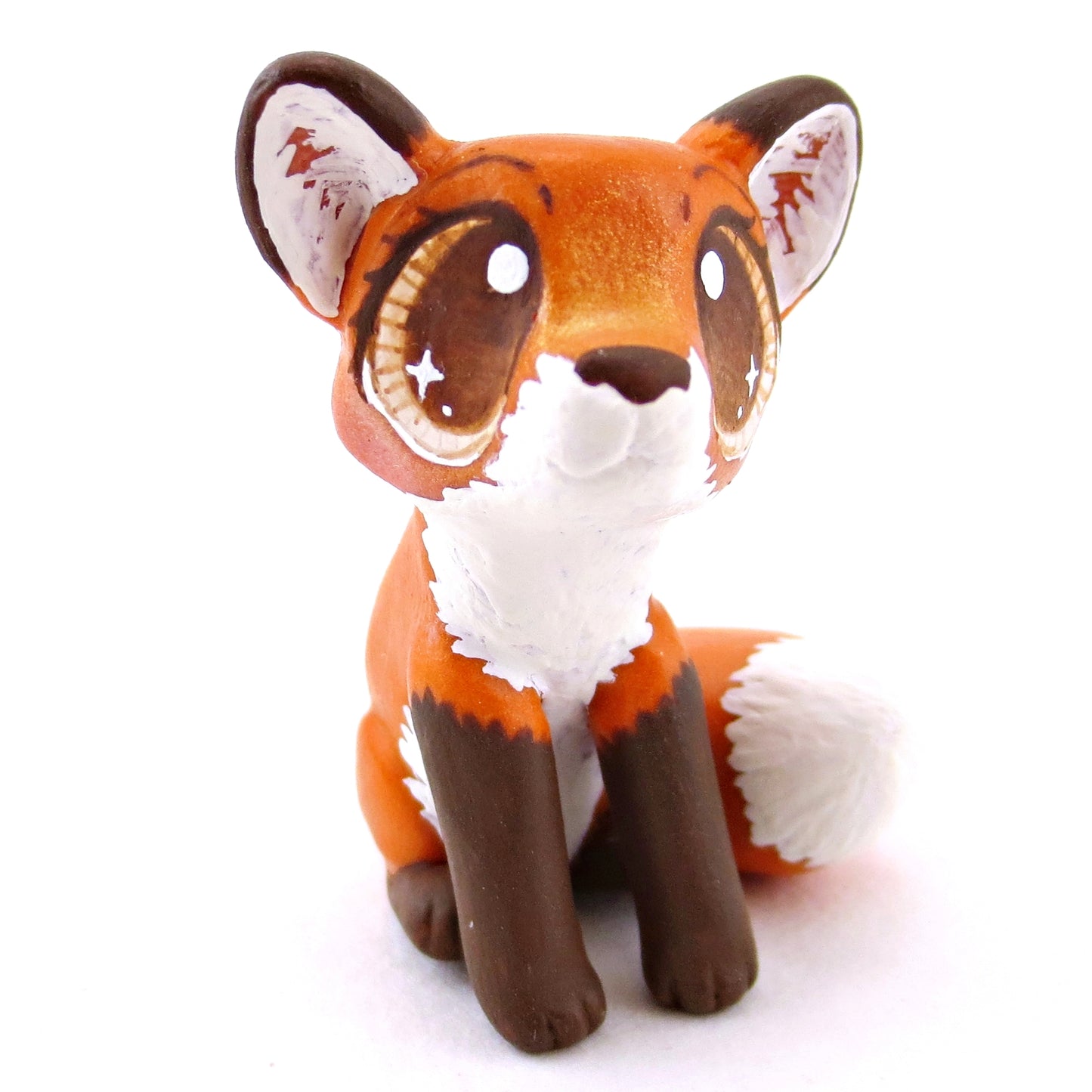 Brown-Eyed Red Fox Figurine - Polymer Clay Fall Animals