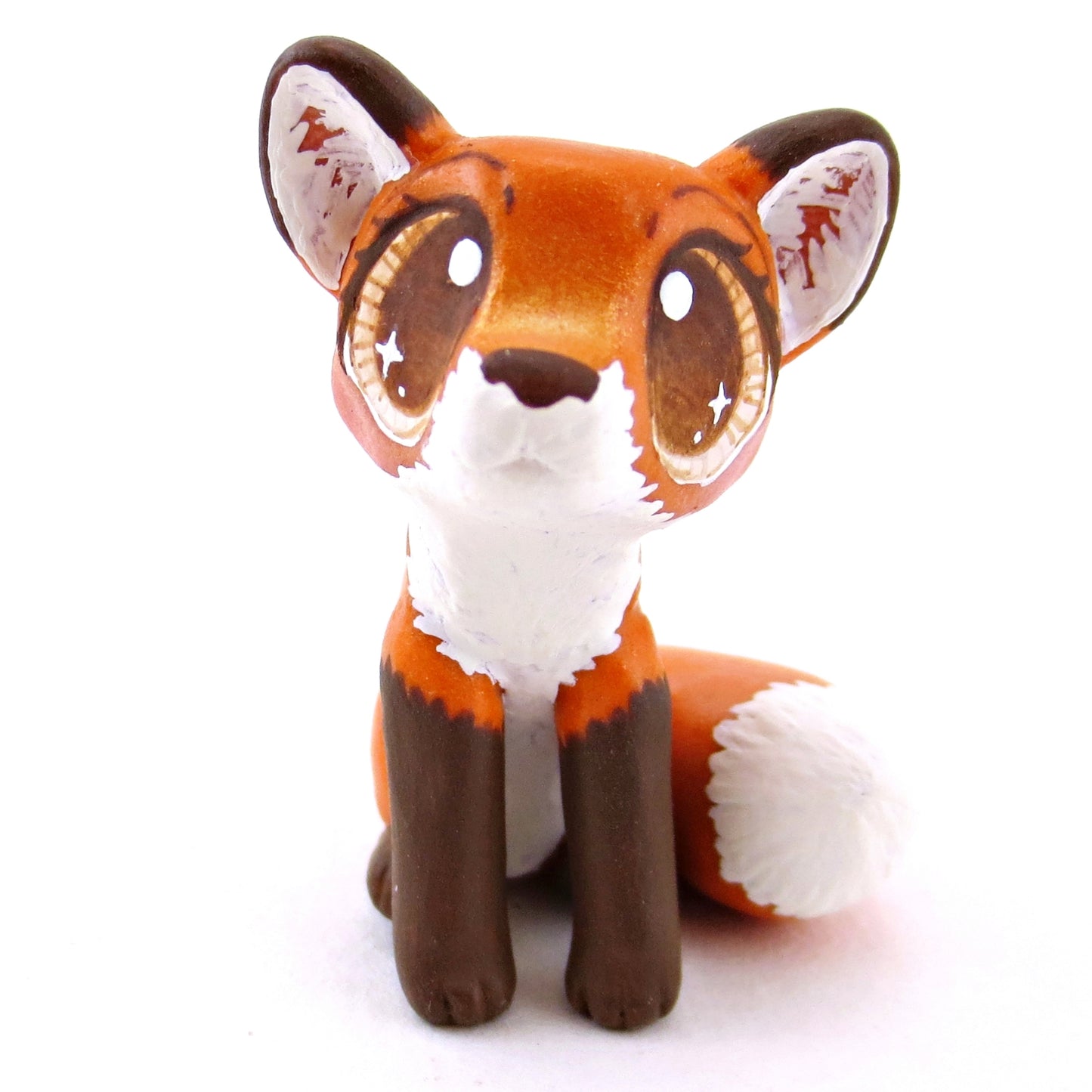 Brown-Eyed Red Fox Figurine - Polymer Clay Fall Animals