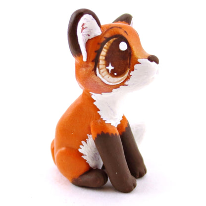 Brown-Eyed Red Fox Figurine - Polymer Clay Fall Animals