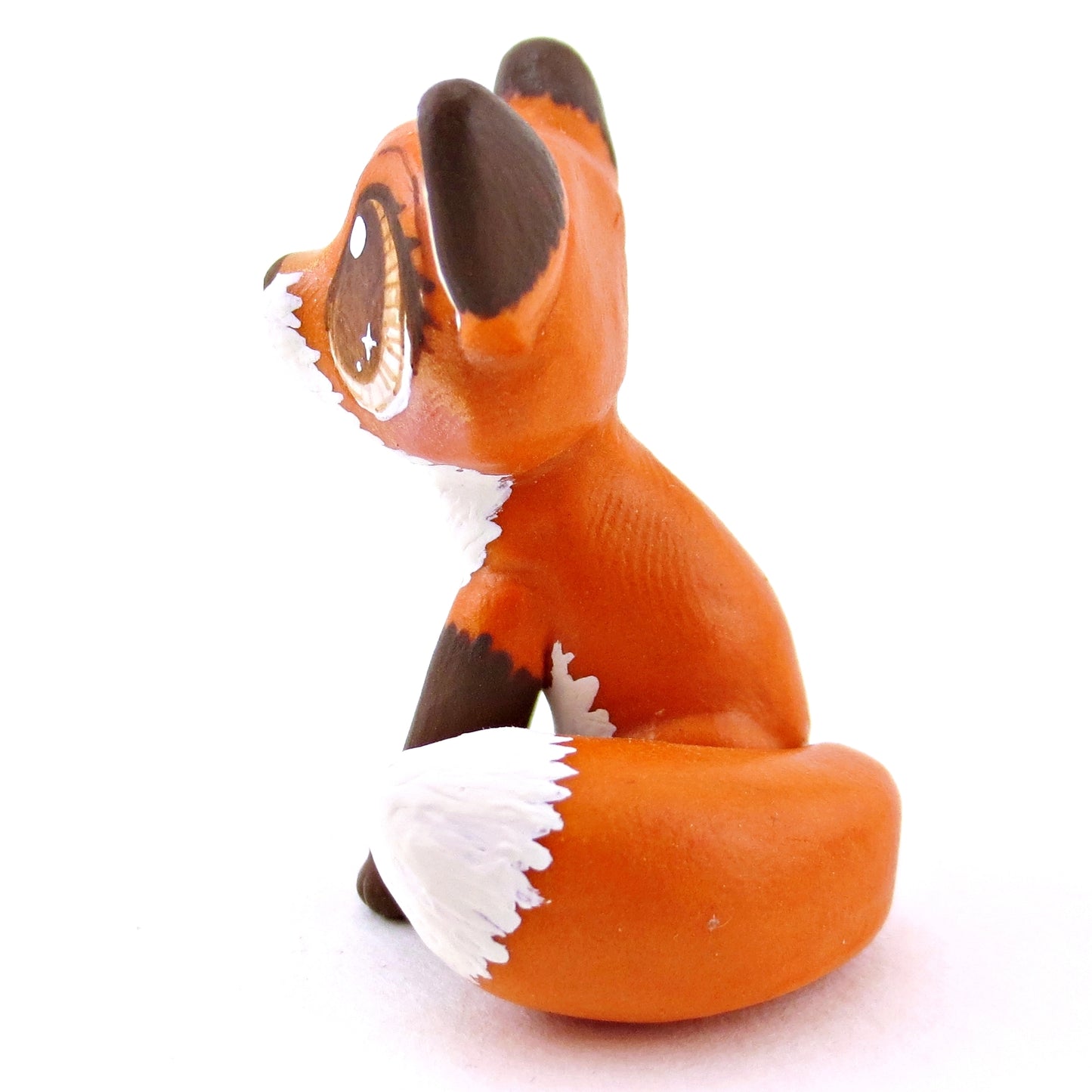 Brown-Eyed Red Fox Figurine - Polymer Clay Fall Animals