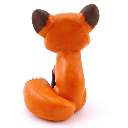 Brown-Eyed Red Fox Figurine - Polymer Clay Fall Animals