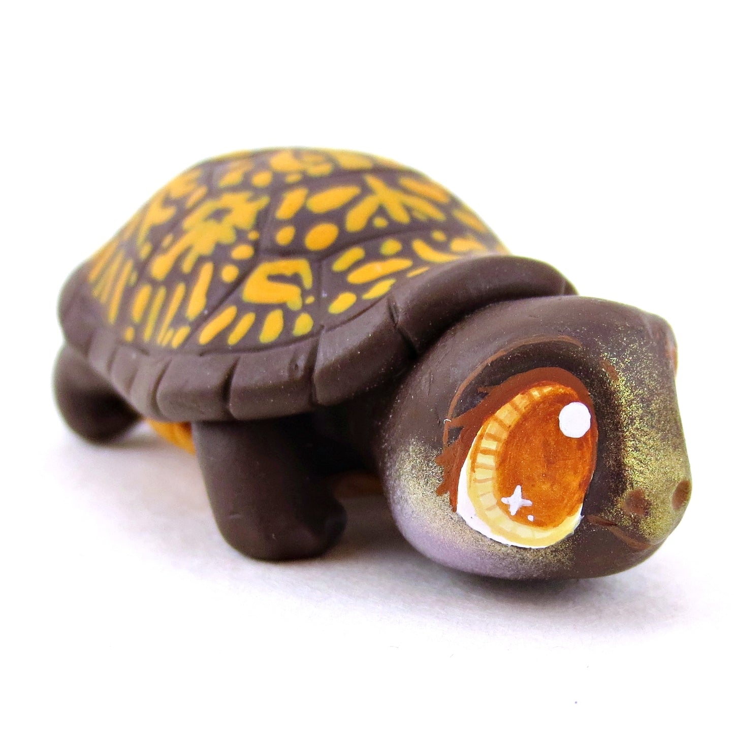 Brown Box Turtle Figurine - Polymer Clay Fall Animals