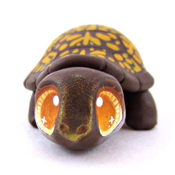 Brown Box Turtle Figurine - Polymer Clay Fall Animals