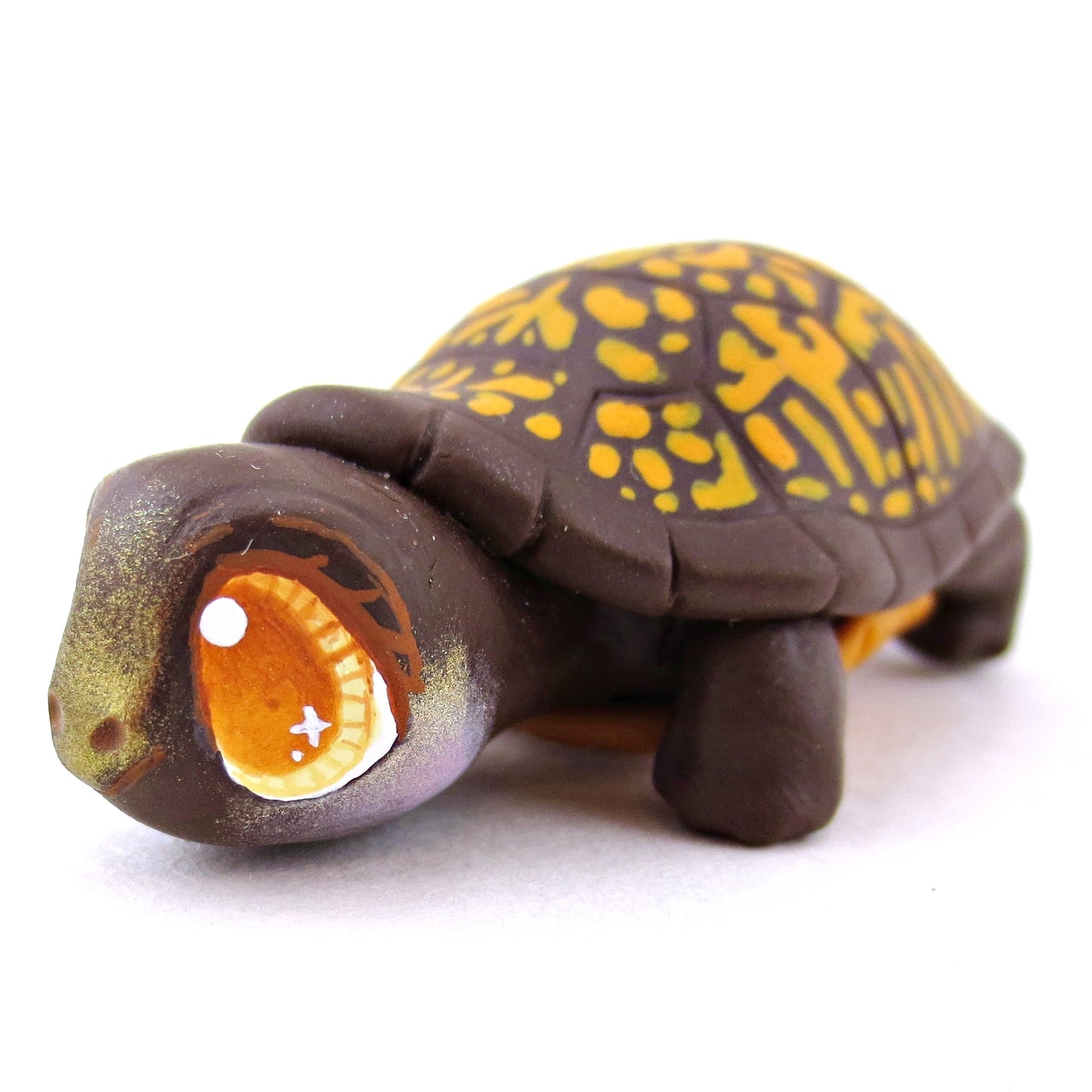 Brown Box Turtle Figurine - Polymer Clay Fall Animals