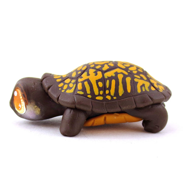 Brown Box Turtle Figurine - Polymer Clay Fall Animals