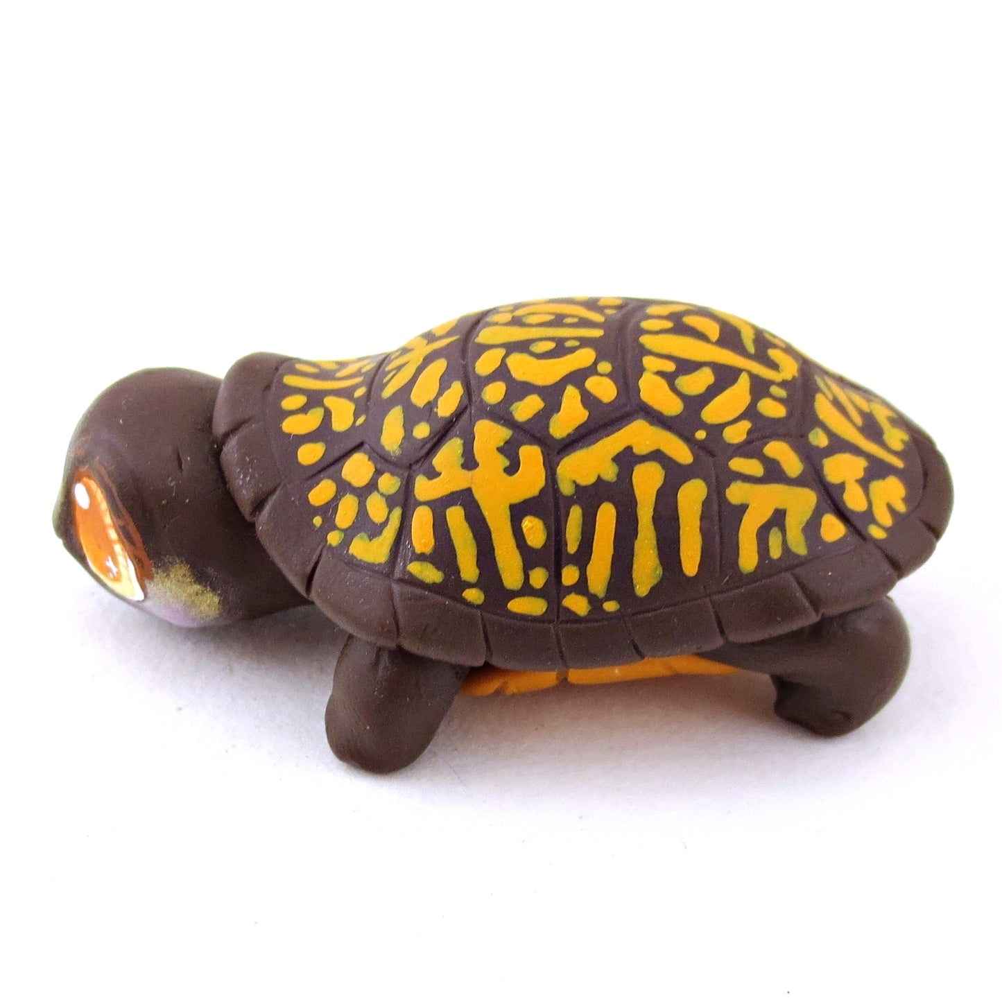 Brown Box Turtle Figurine - Polymer Clay Fall Animals