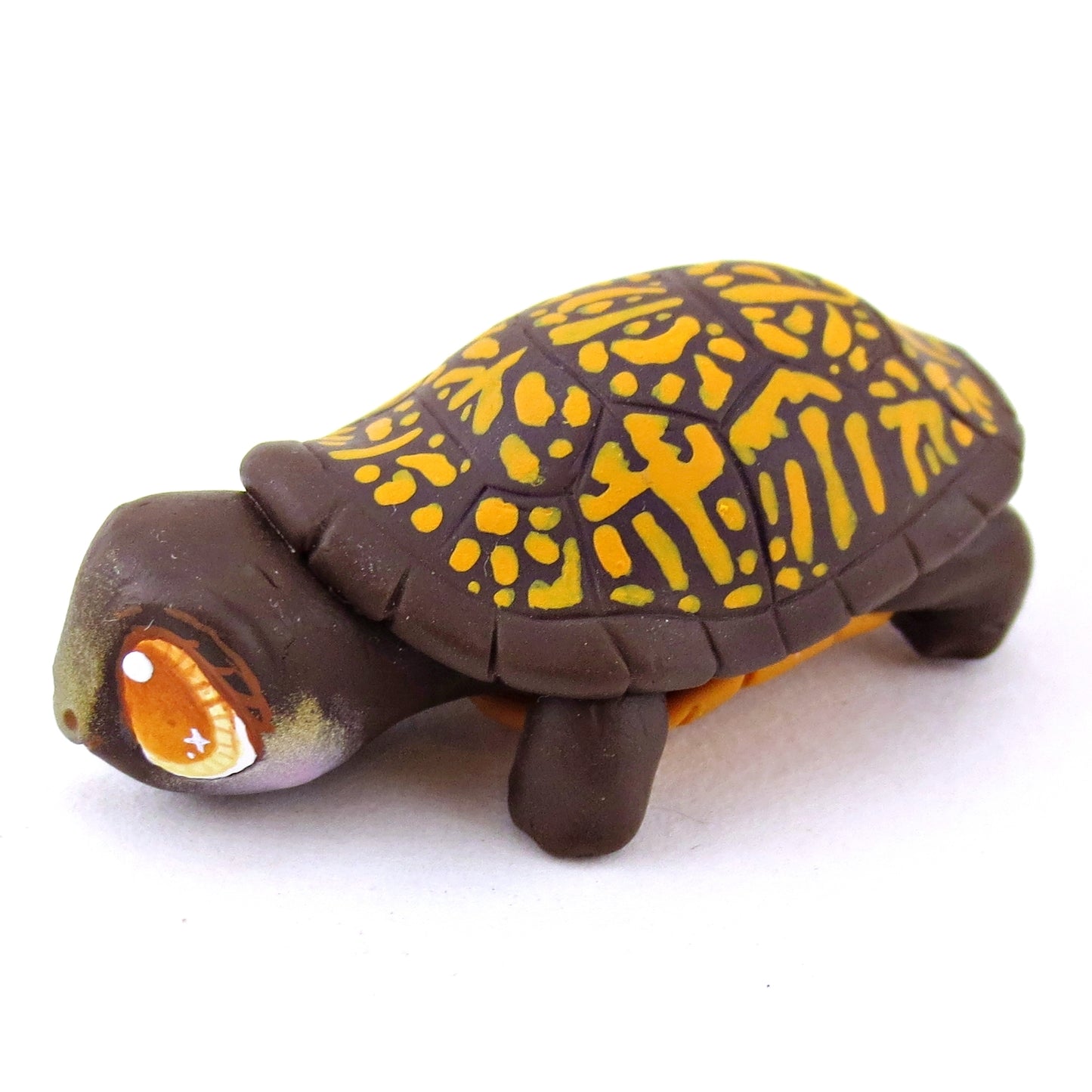 Brown Box Turtle Figurine - Polymer Clay Fall Animals