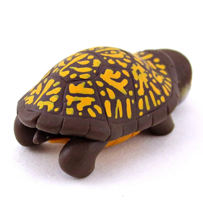 Brown Box Turtle Figurine - Polymer Clay Fall Animals