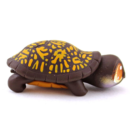 Brown Box Turtle Figurine - Polymer Clay Fall Animals