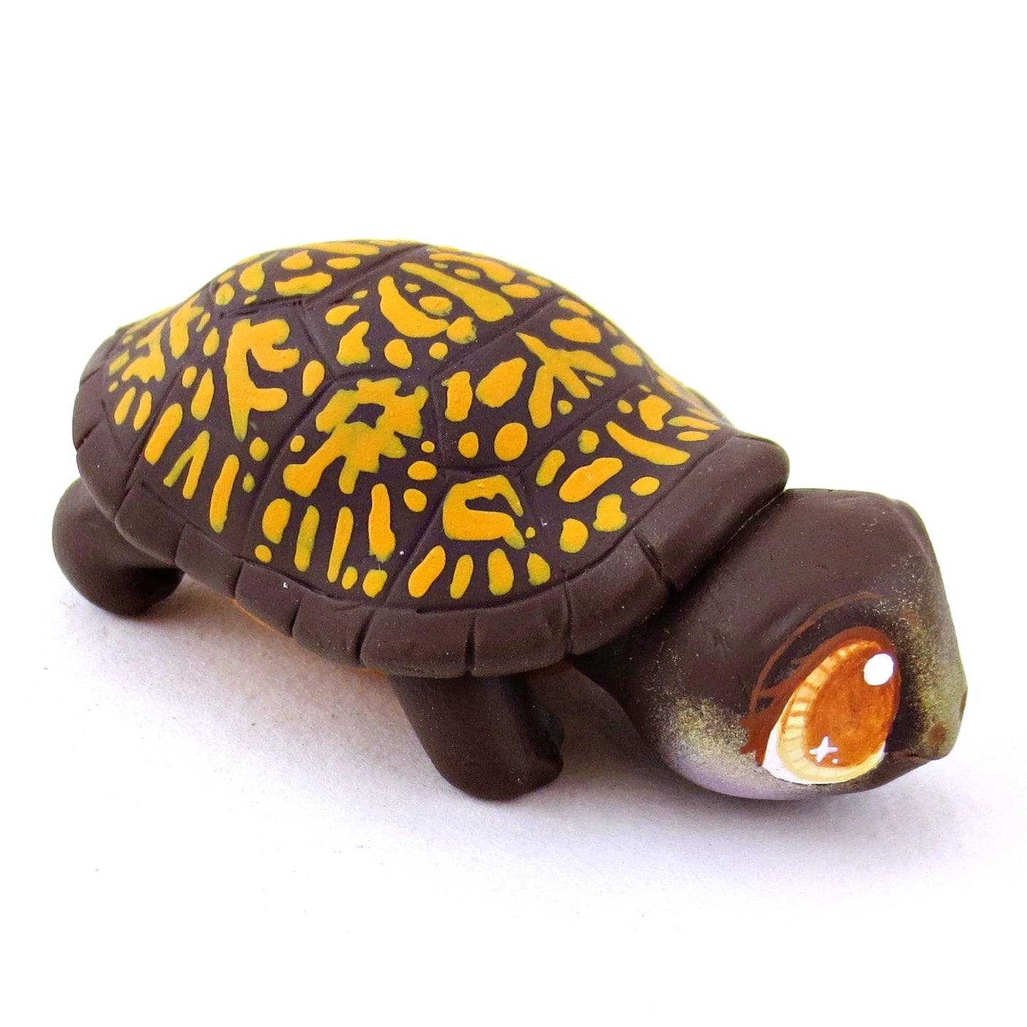 Brown Box Turtle Figurine - Polymer Clay Fall Animals