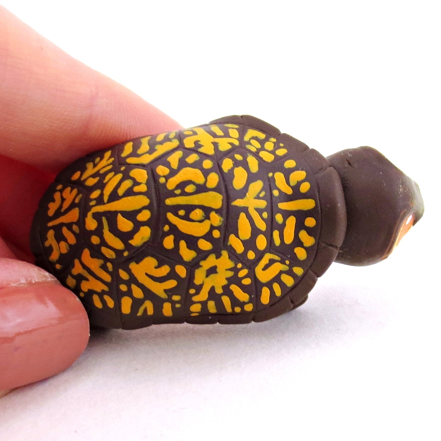 Brown Box Turtle Figurine - Polymer Clay Fall Animals