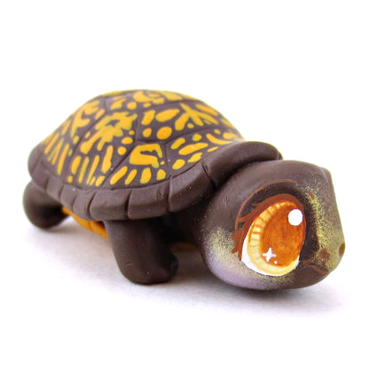 Brown Box Turtle Figurine - Polymer Clay Fall Animals