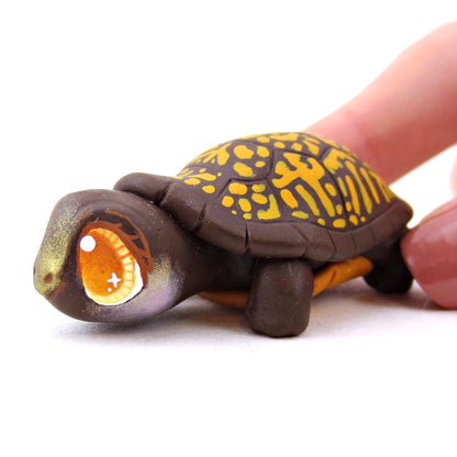 Brown Box Turtle Figurine - Polymer Clay Fall Animals