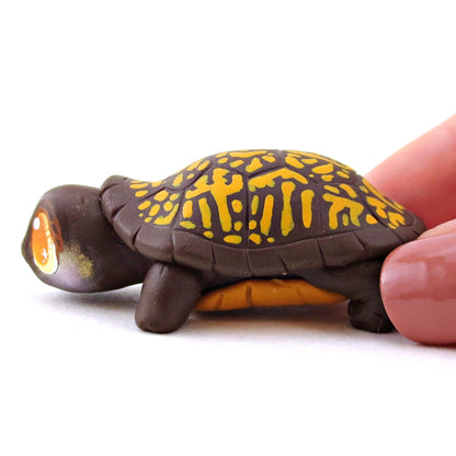 Brown Box Turtle Figurine - Polymer Clay Fall Animals