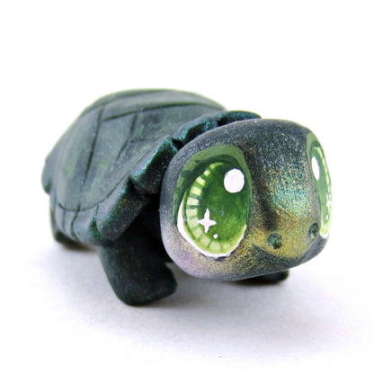 Green Box Turtle Figurine - Polymer Clay Fall Animals