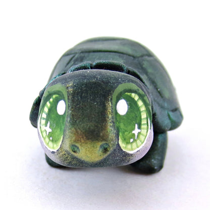 Green Box Turtle Figurine - Polymer Clay Fall Animals