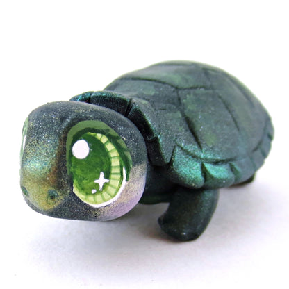 Green Box Turtle Figurine - Polymer Clay Fall Animals