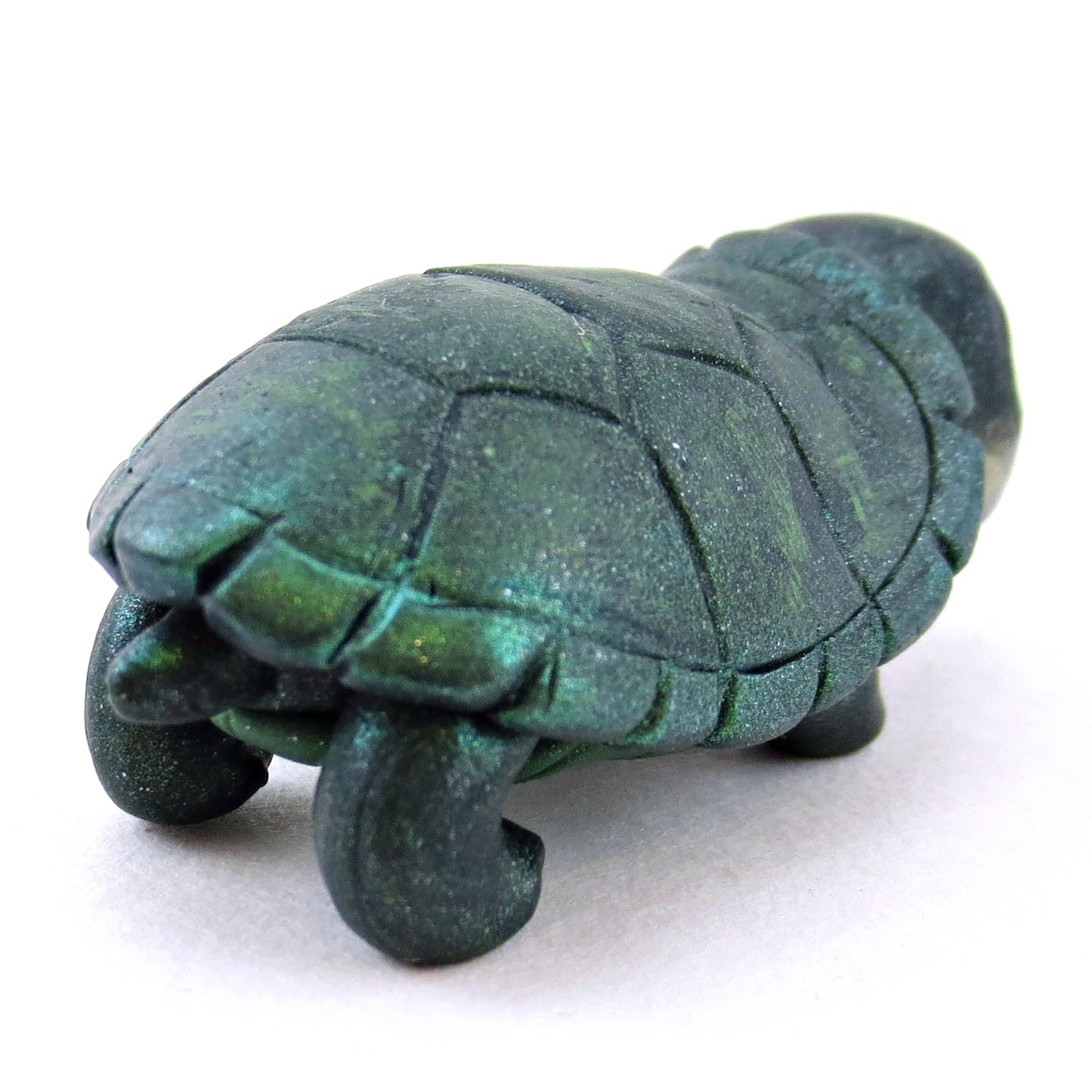 Green Box Turtle Figurine - Polymer Clay Fall Animals