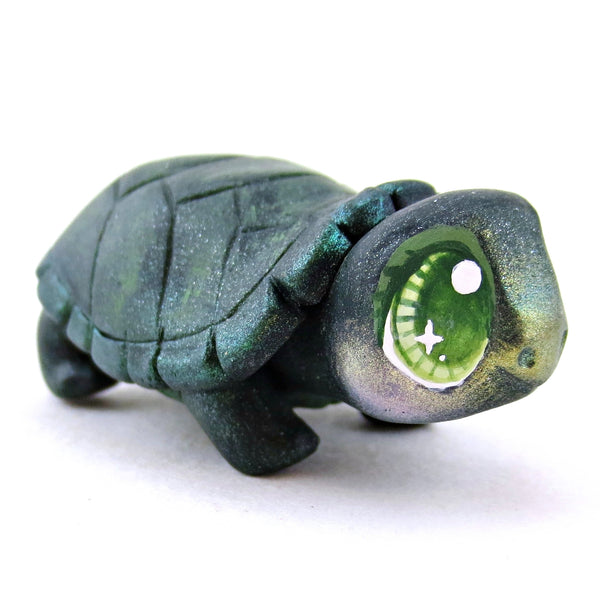 Green Box Turtle Figurine - Polymer Clay Fall Animals