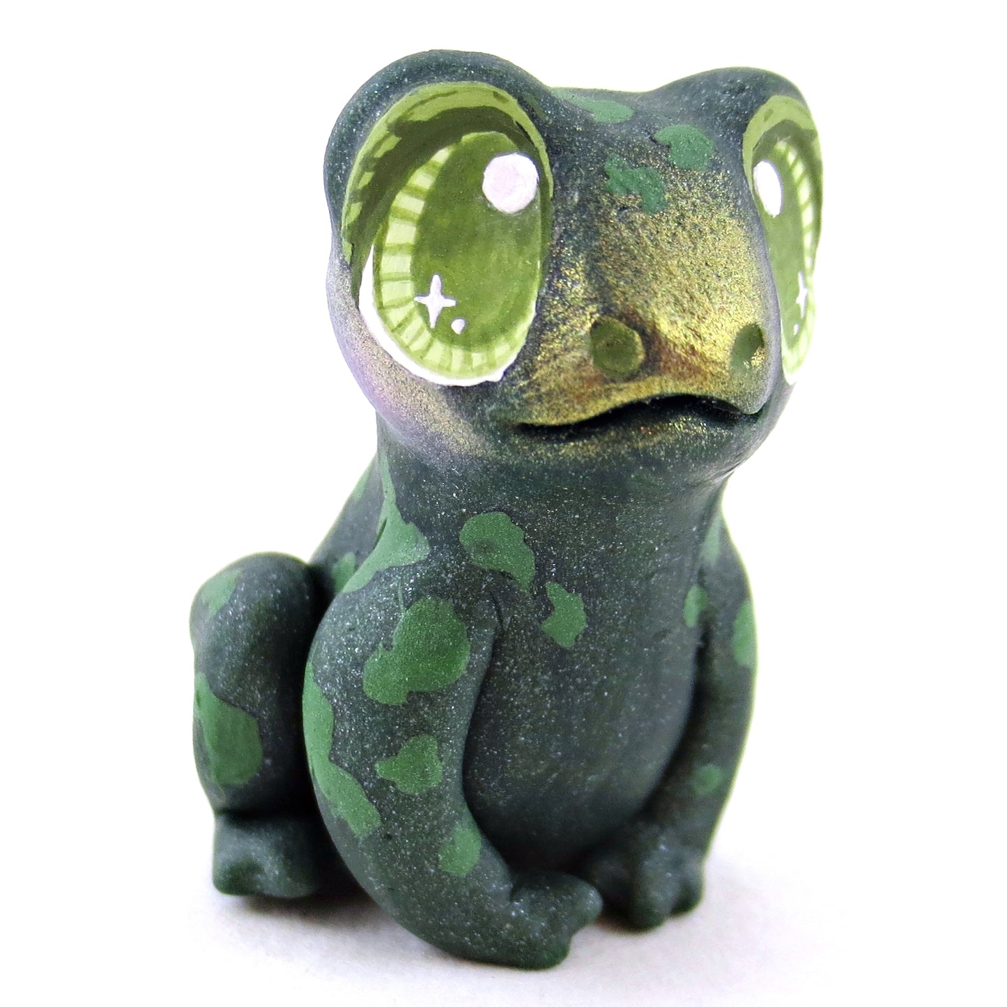 Dark Green Spotty Frog Figurine - Polymer Clay Fall Animals