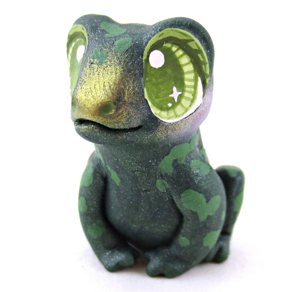 Dark Green Spotty Frog Figurine - Polymer Clay Fall Animals
