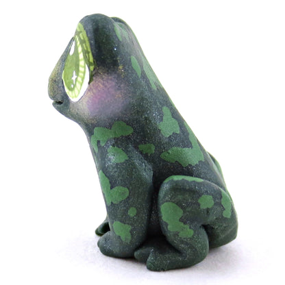 Dark Green Spotty Frog Figurine - Polymer Clay Fall Animals