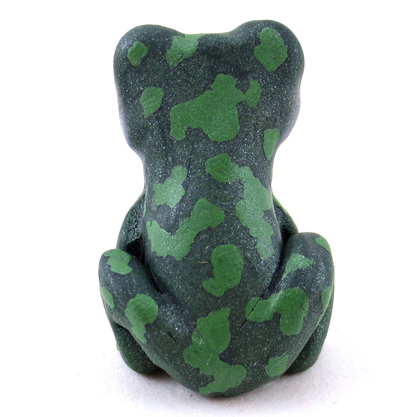 Dark Green Spotty Frog Figurine - Polymer Clay Fall Animals