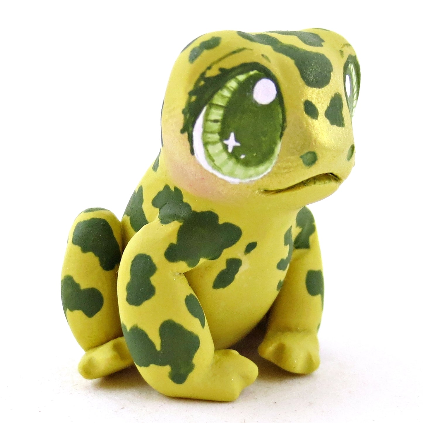 Light Green Spotty Frog Figurine - Polymer Clay Fall Animals