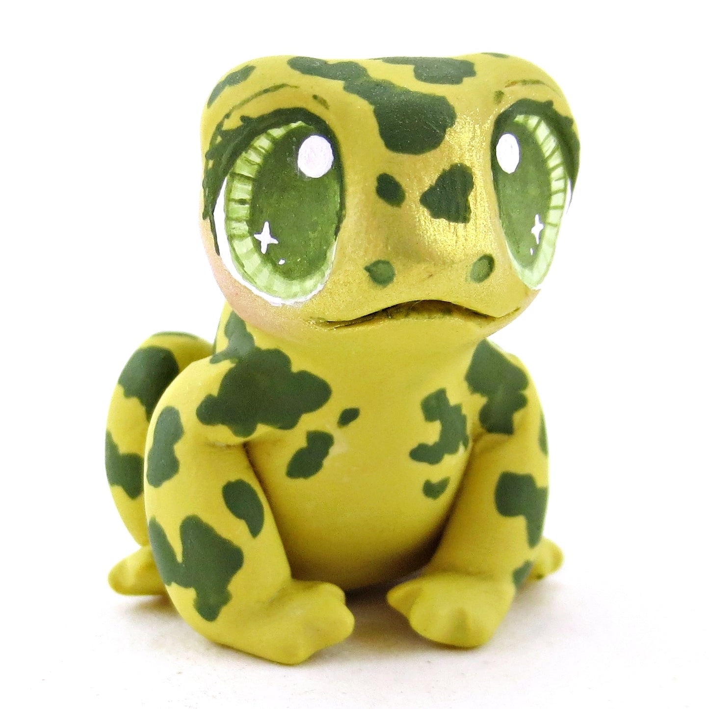 Light Green Spotty Frog Figurine - Polymer Clay Fall Animals