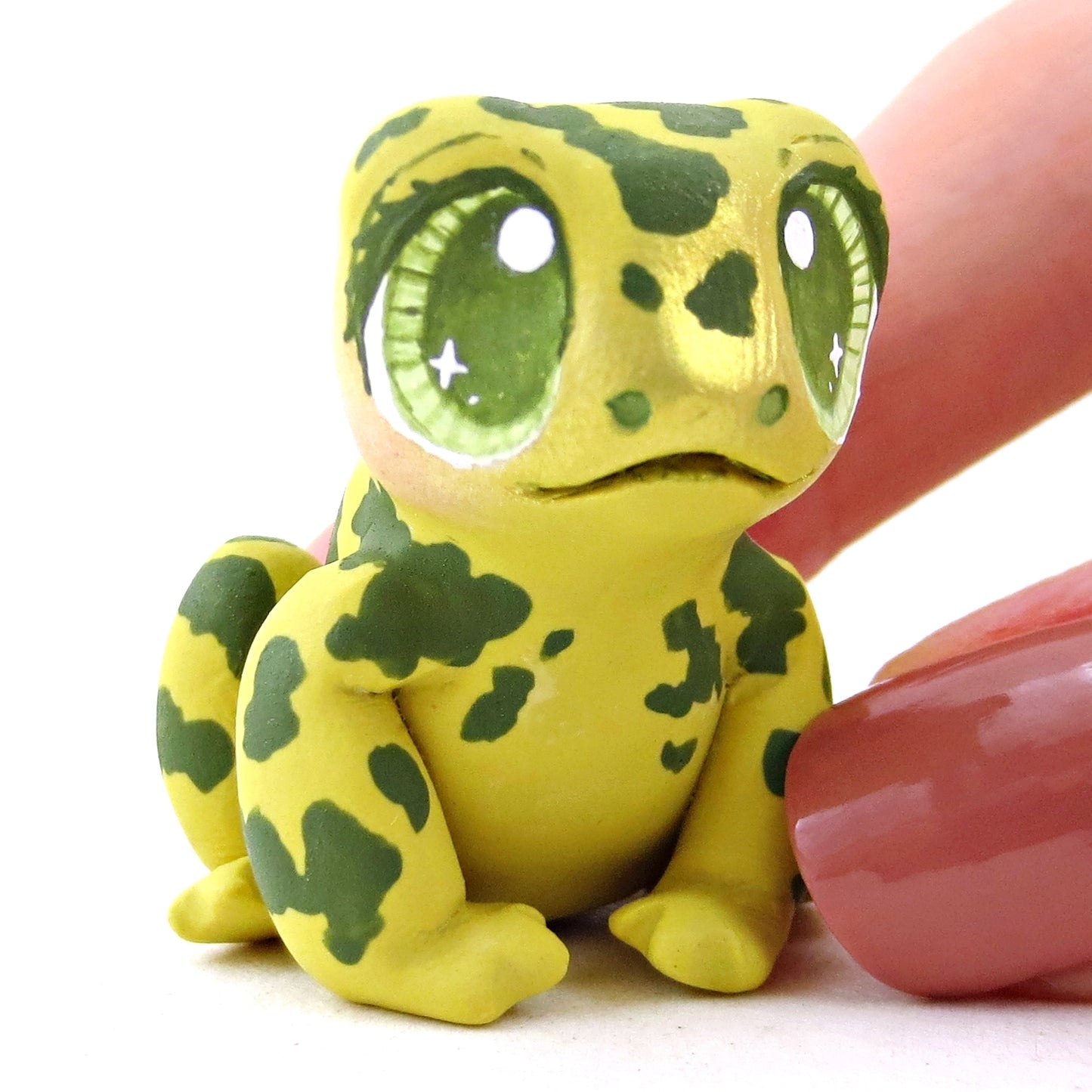 Light Green Spotty Frog Figurine - Polymer Clay Fall Animals