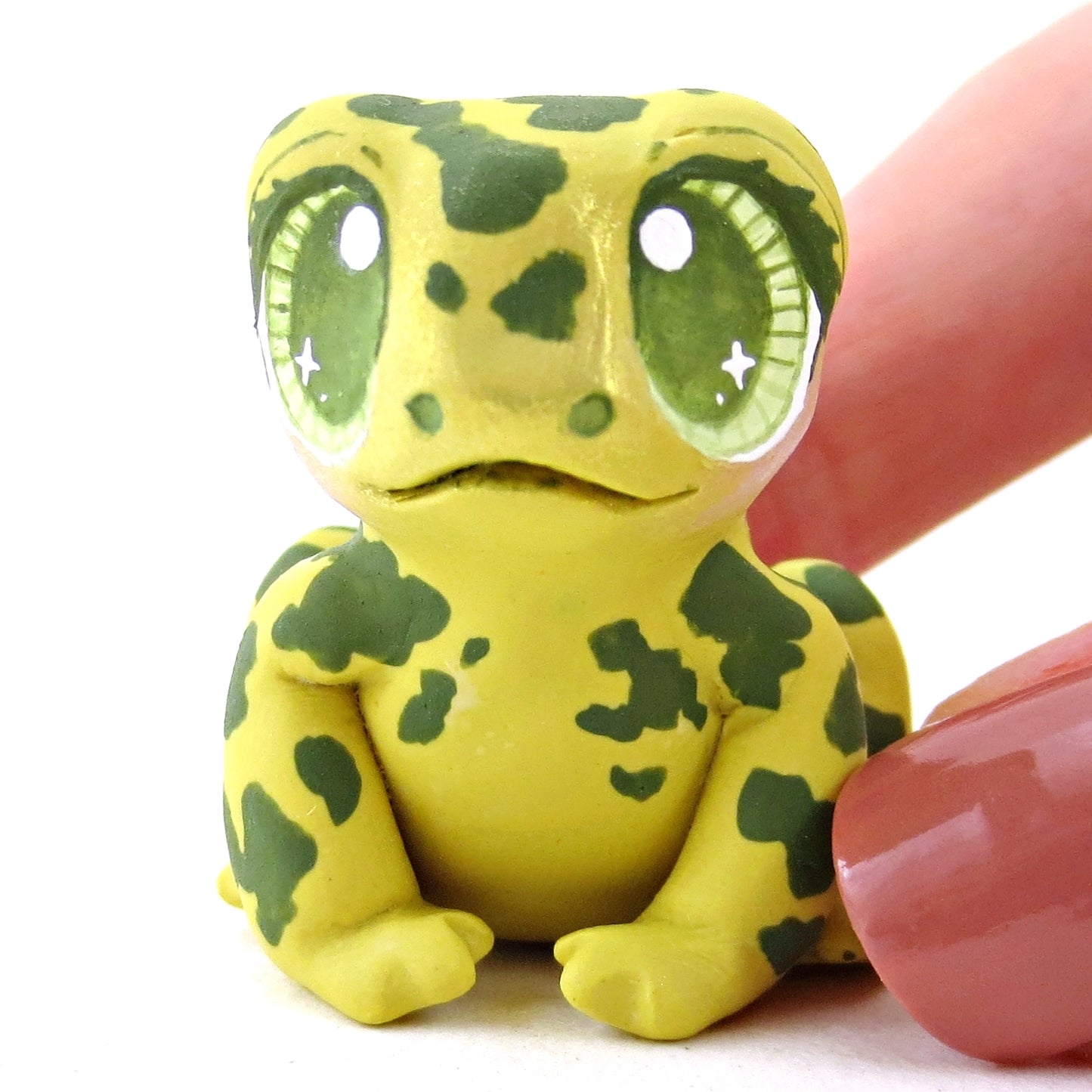 Light Green Spotty Frog Figurine - Polymer Clay Fall Animals