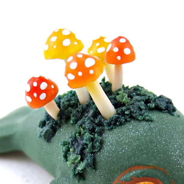 Mushroom Mossy Narwhal Figurine - Polymer Clay Fall Animals