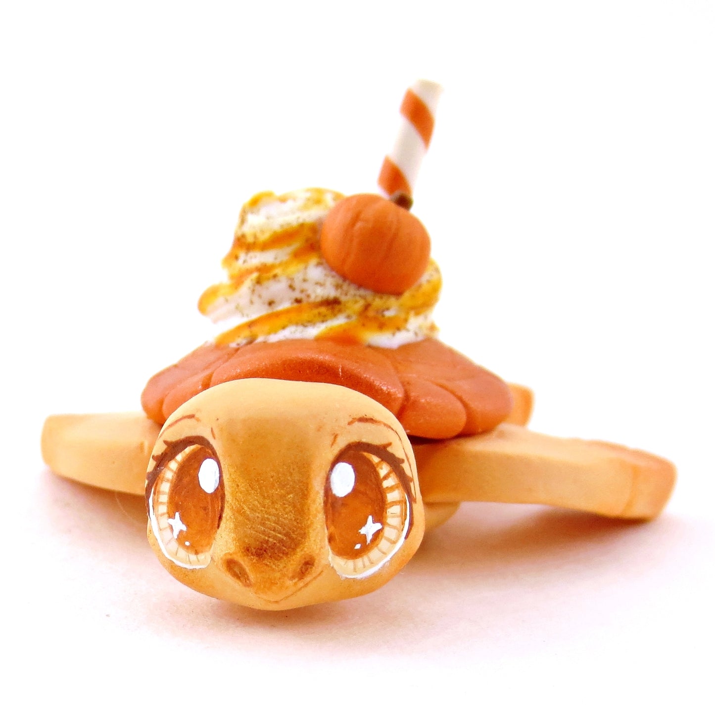 Pumpkin Spice Turtle Figurine - Polymer Clay Fall Animals