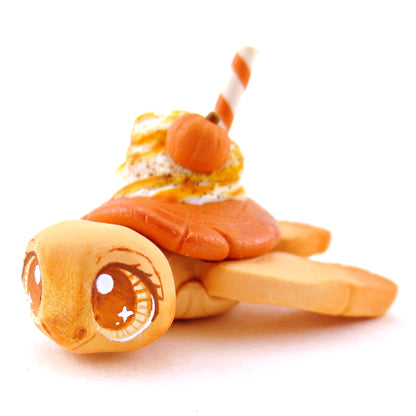 Pumpkin Spice Turtle Figurine - Polymer Clay Fall Animals