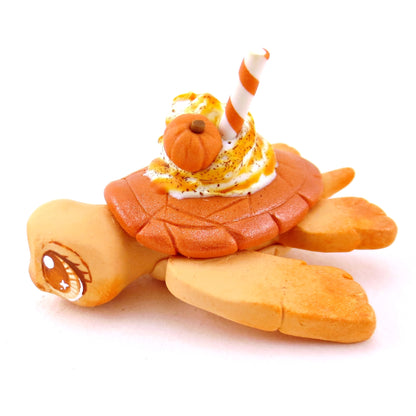 Pumpkin Spice Turtle Figurine - Polymer Clay Fall Animals