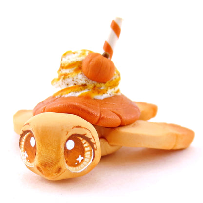 Pumpkin Spice Turtle Figurine - Polymer Clay Fall Animals