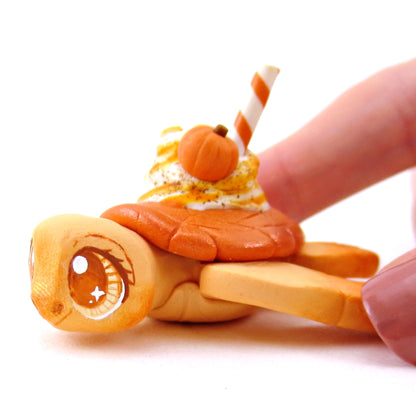 Pumpkin Spice Turtle Figurine - Polymer Clay Fall Animals