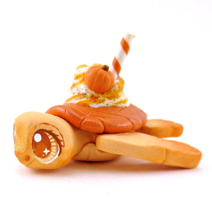 Pumpkin Spice Turtle Figurine - Polymer Clay Fall Animals