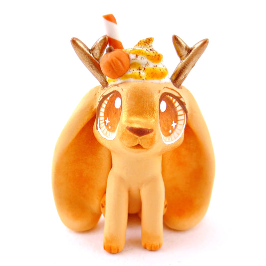 Pumpkin Spice Jackalope Figurine - Polymer Clay Fall Animals