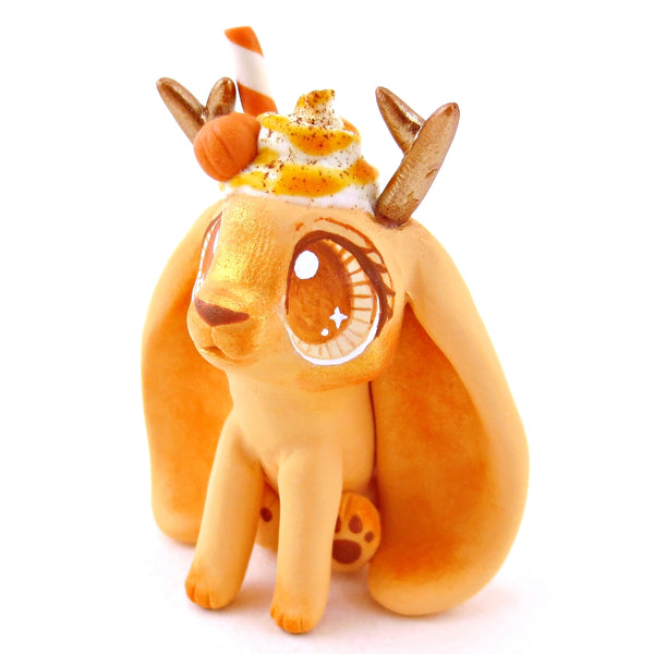 Pumpkin Spice Jackalope Figurine - Polymer Clay Fall Animals