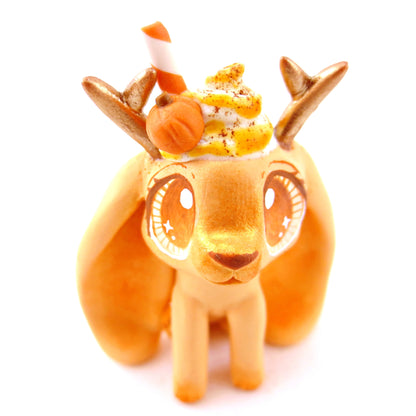 Pumpkin Spice Jackalope Figurine - Polymer Clay Fall Animals