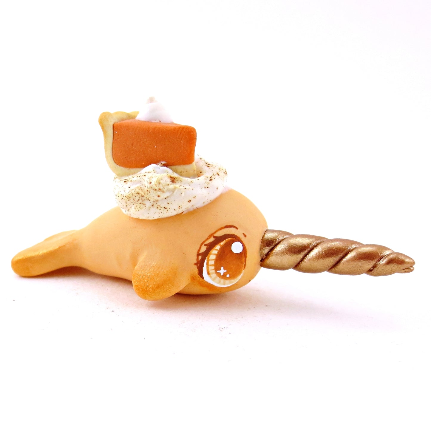 Pumpkin Pie Narwhal Figurine - Polymer Clay Fall Animals