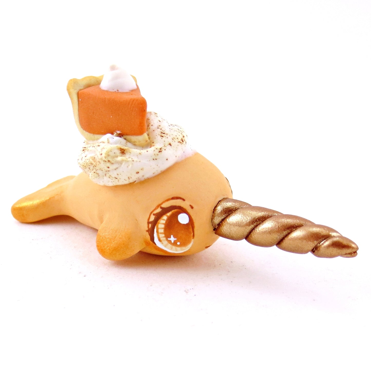 Pumpkin Pie Narwhal Figurine - Polymer Clay Fall Animals