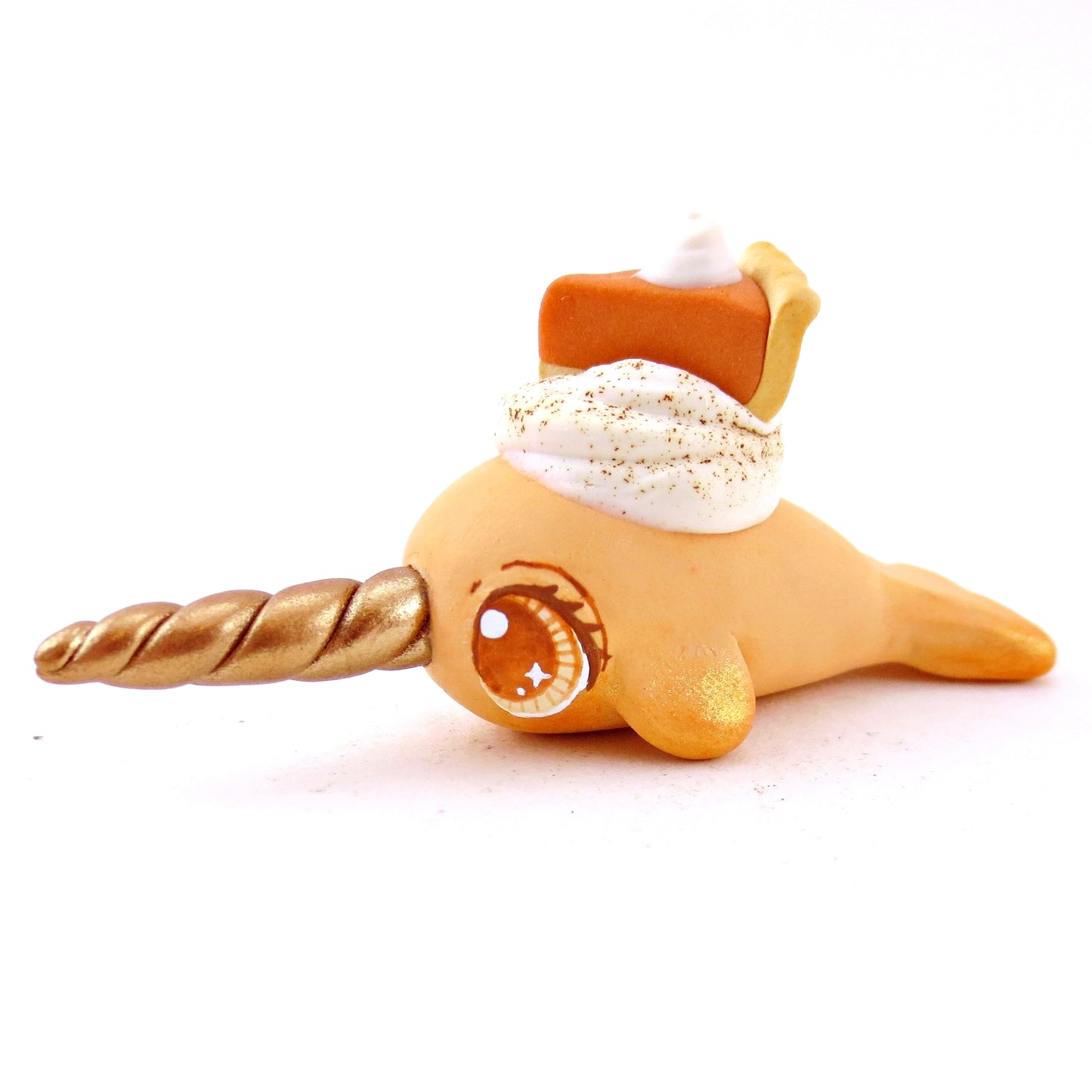 Pumpkin Pie Narwhal Figurine - Polymer Clay Fall Animals