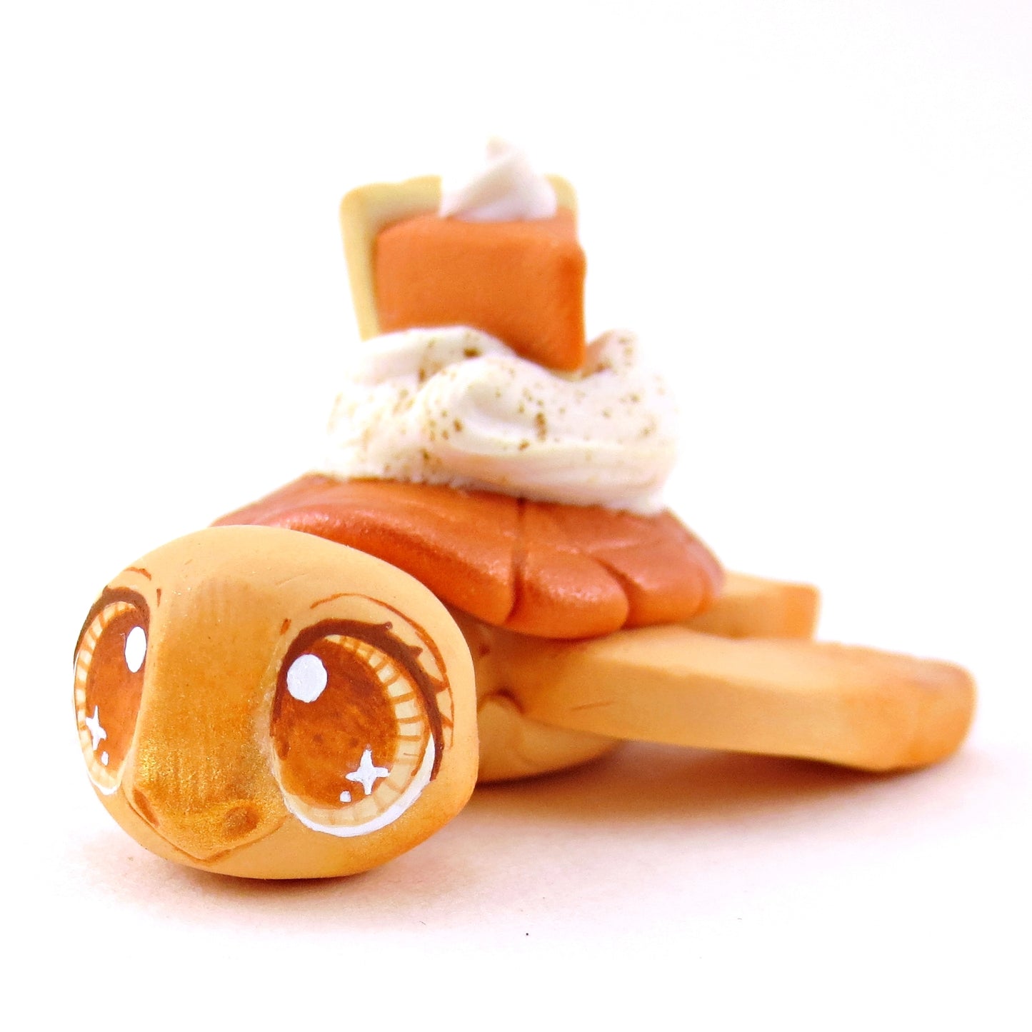 Pumpkin Pie Turtle Figurine - Polymer Clay Fall Animals