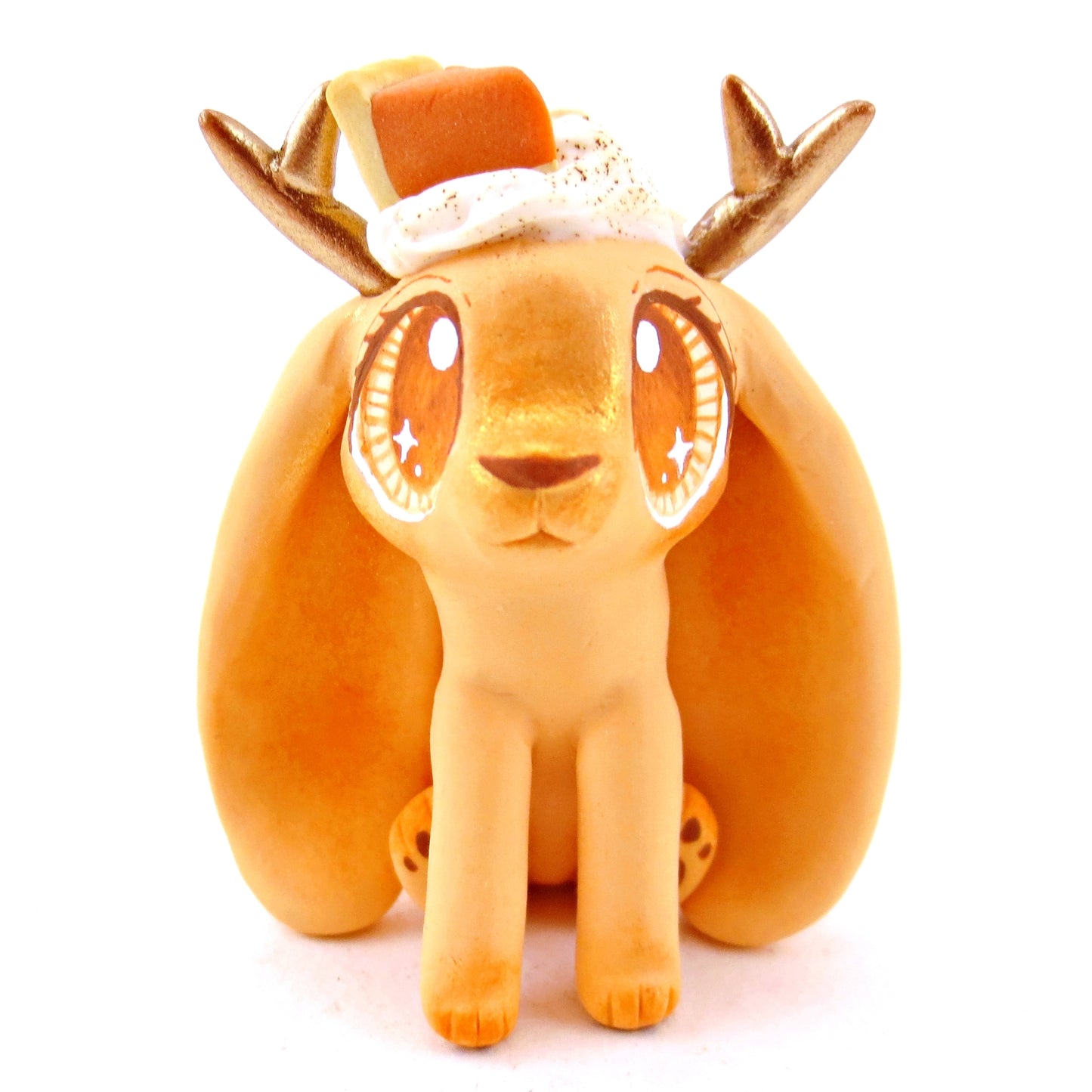 Pumpkin Pie Jackalope Figurine - Polymer Clay Fall Animals